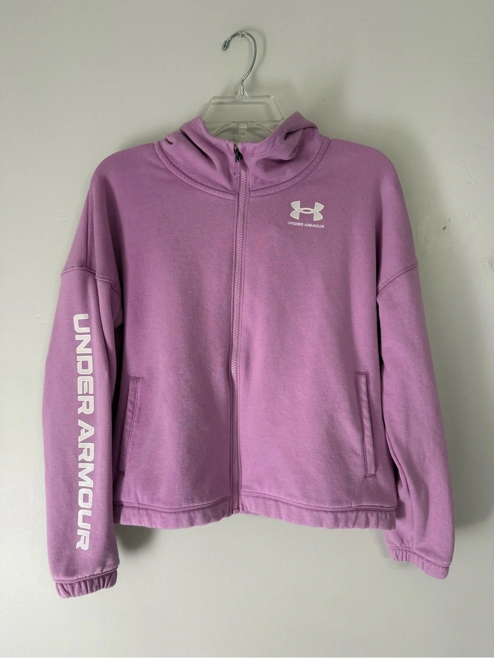 Under Armour girls youth purple-lavender hooded jacket size large